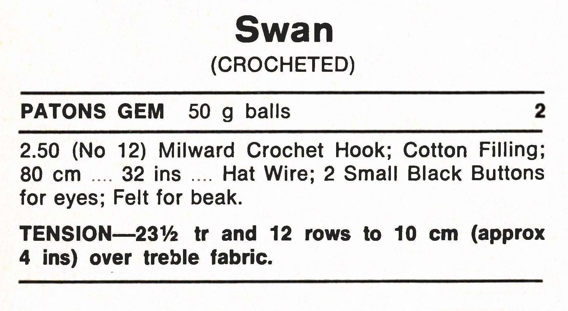 Crochet Swan Pattern, 1970's Ornamental Swan, Instant Download