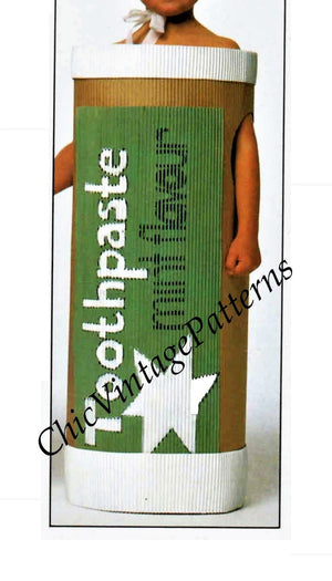 Easy Children's Costume, Cardboard Toothpaste Tube Fancy Dress, PDF Pattern