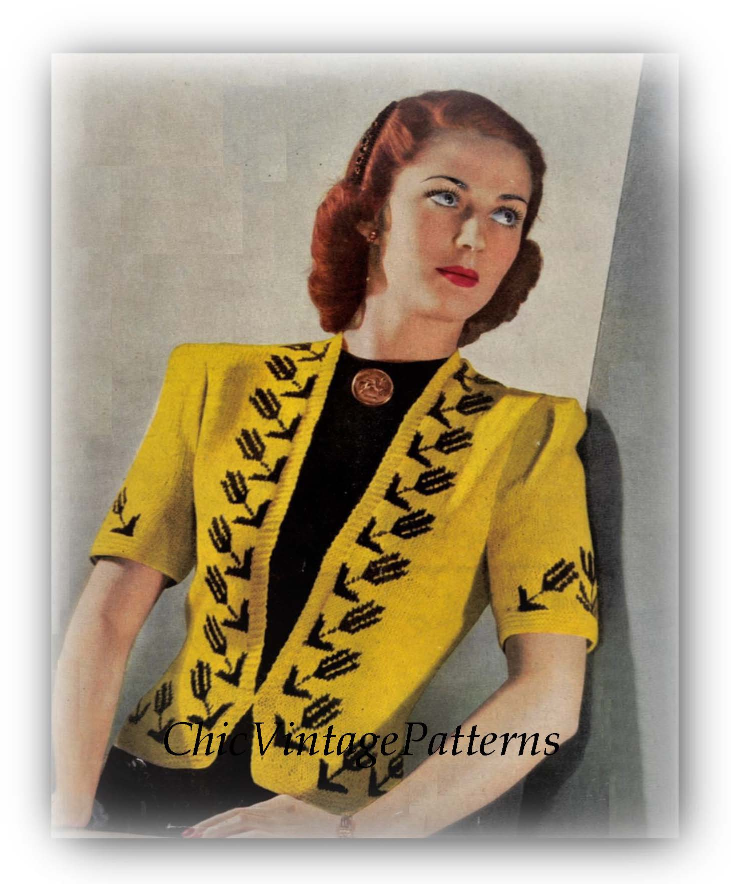 Ladies Short Sleeve Jacket Coat Knitting Pattern, Instant Download