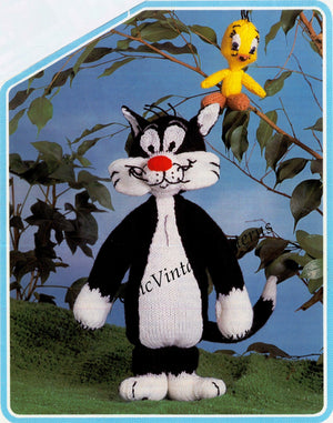 Tweety and Sylvester Knitting Pattern, Soft Toy, Digital Pattern