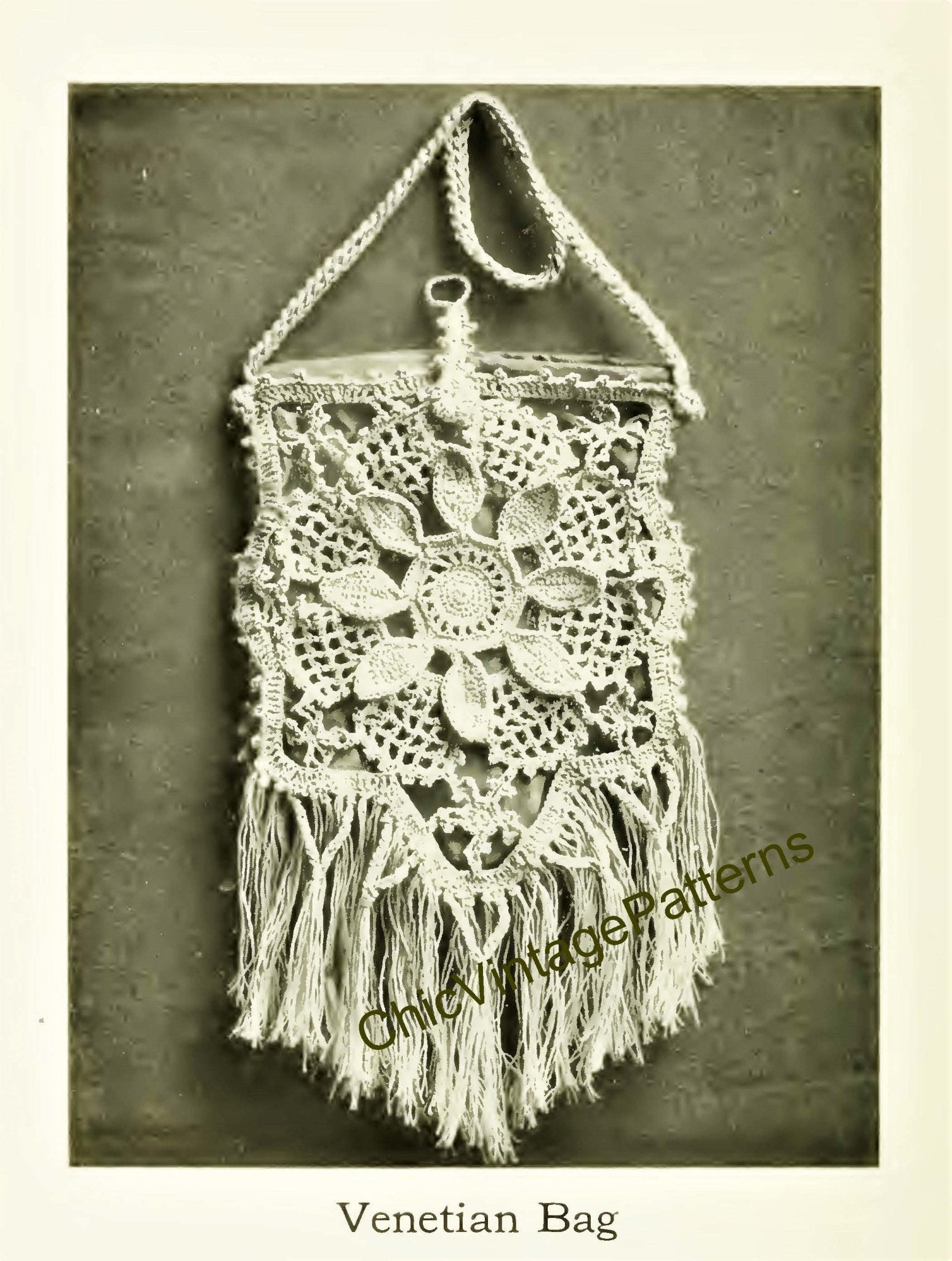 Venetian Crochet Handbag Pattern, 1912 - 1913 | ChicVintagePatterns