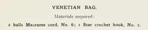 Venetian Crochet Handbag Pattern, 1912 - 1913 Ladies Accessory, Instant Download
