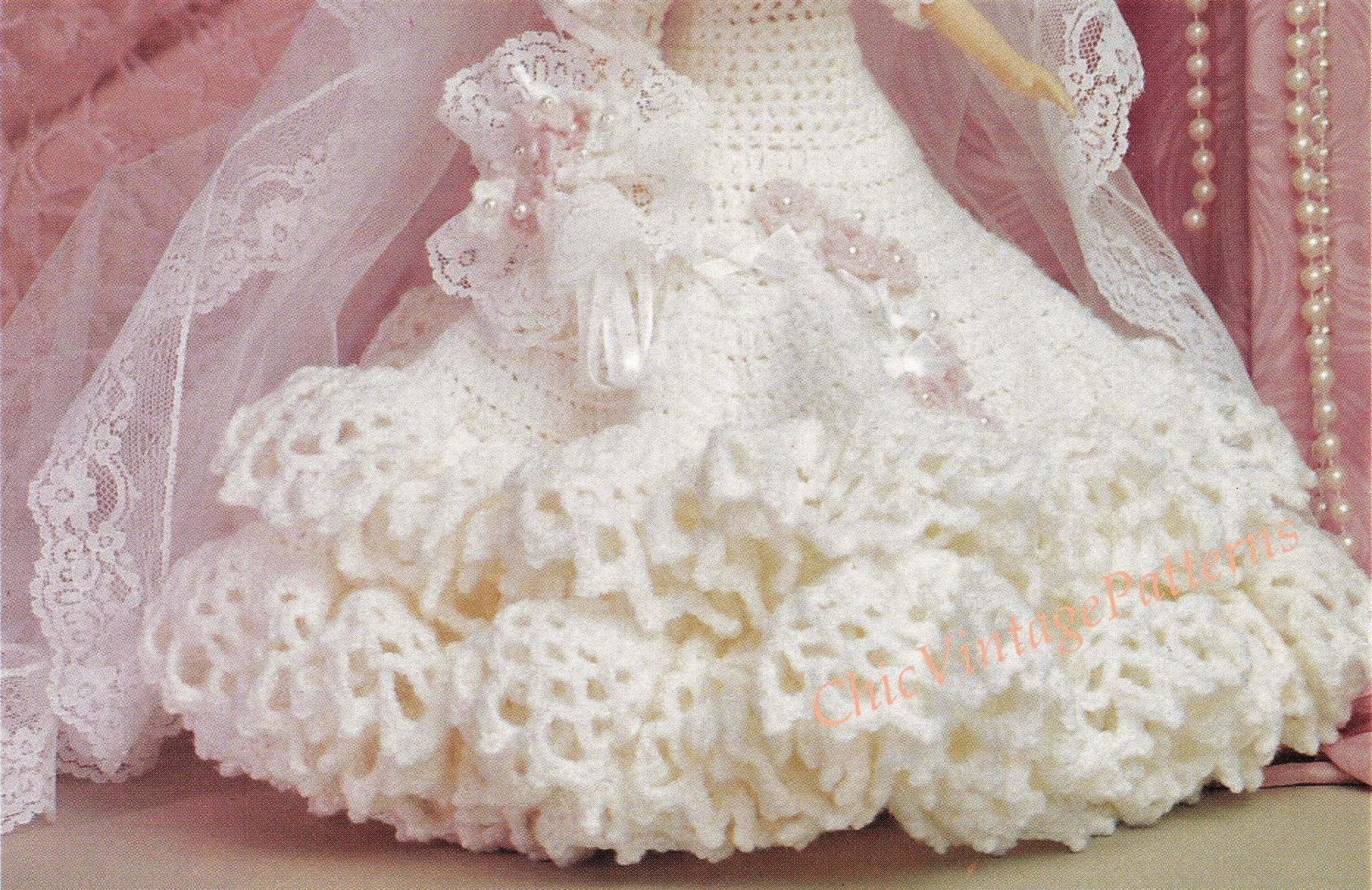 Crochet Doll's Wedding Dress Pattern, 15 inch Doll, PDF Crochet Pattern