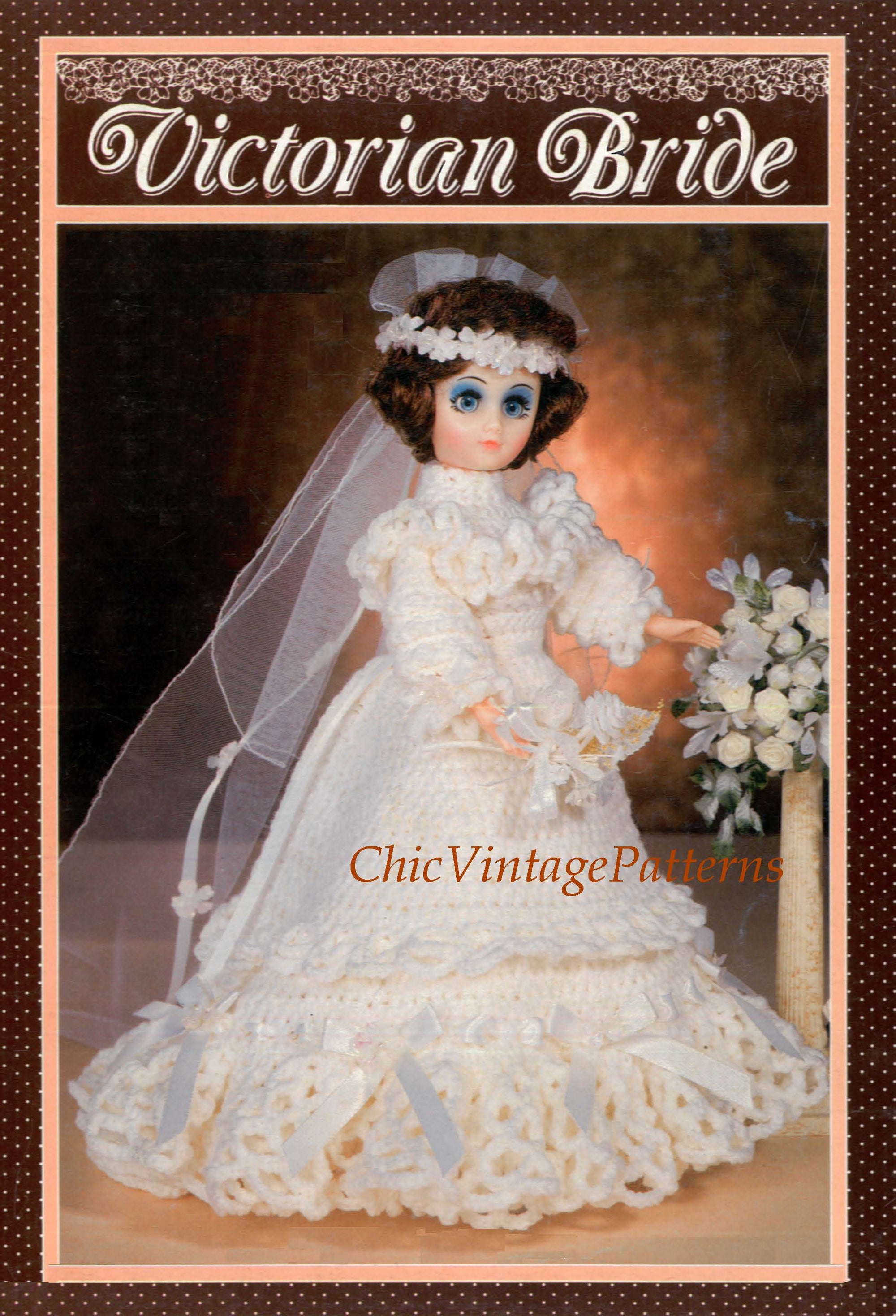 Dolls Victorian Wedding Dress Crochet Pattern, Instant Download