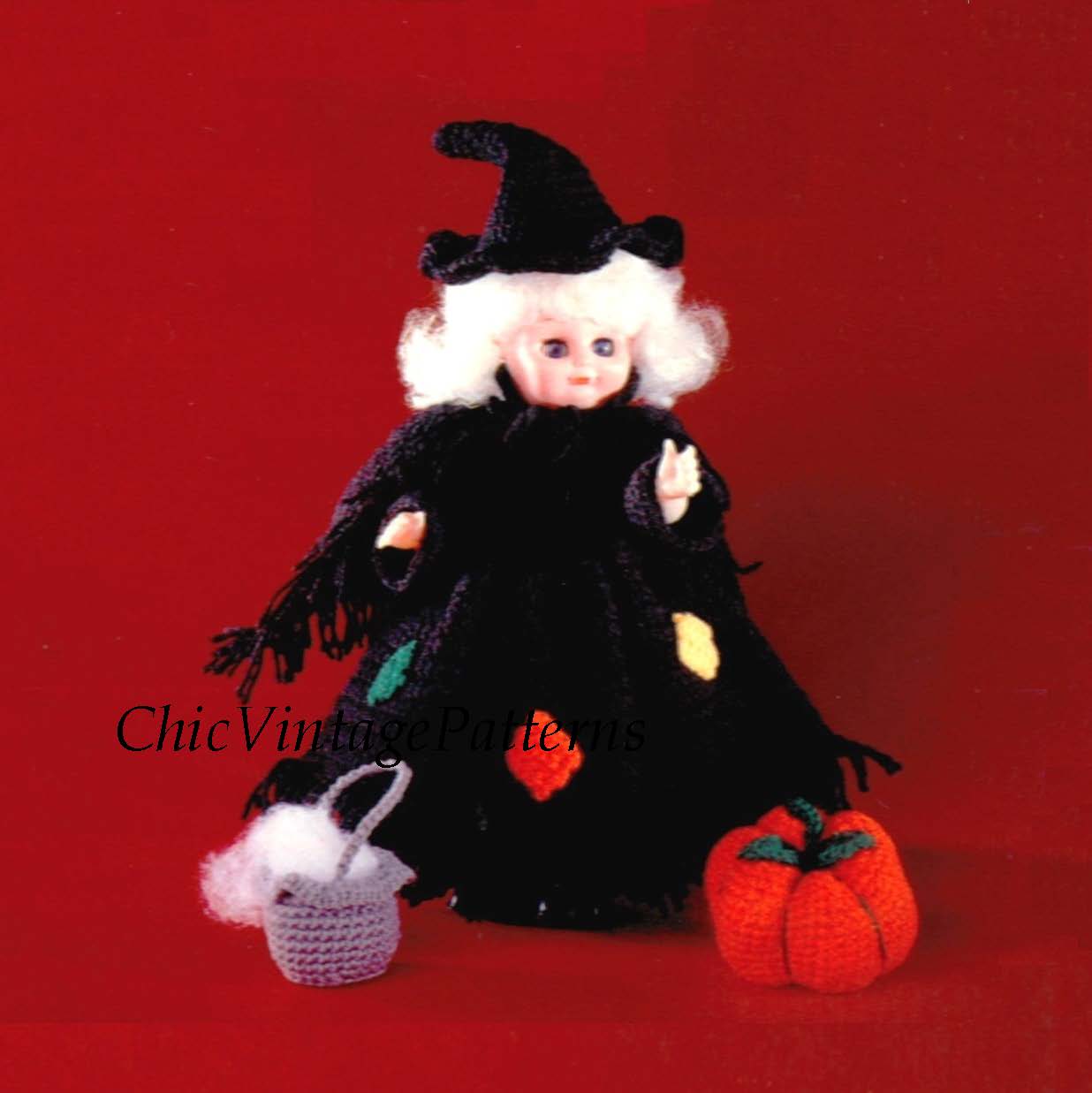 Doll Witch Dress Pattern, Instant Download, Halloween, 13 inch Doll