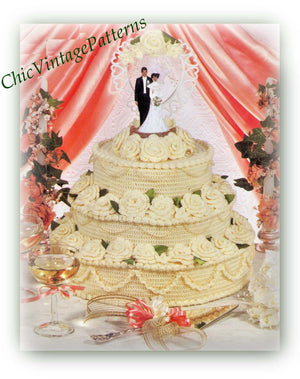 Crochet Wedding Cake Pattern,  Anniversary Cake, Instant Download