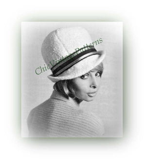 1960's Ladies Knitted Hat Pattern, Two Styles, Instant Download