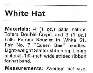 1960's Ladies Knitted Hat Pattern, Two Styles, Instant Download