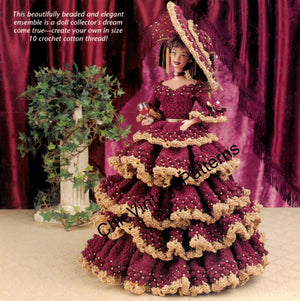 Elegant Crochet Doll's Dress Pattern, Instant Download