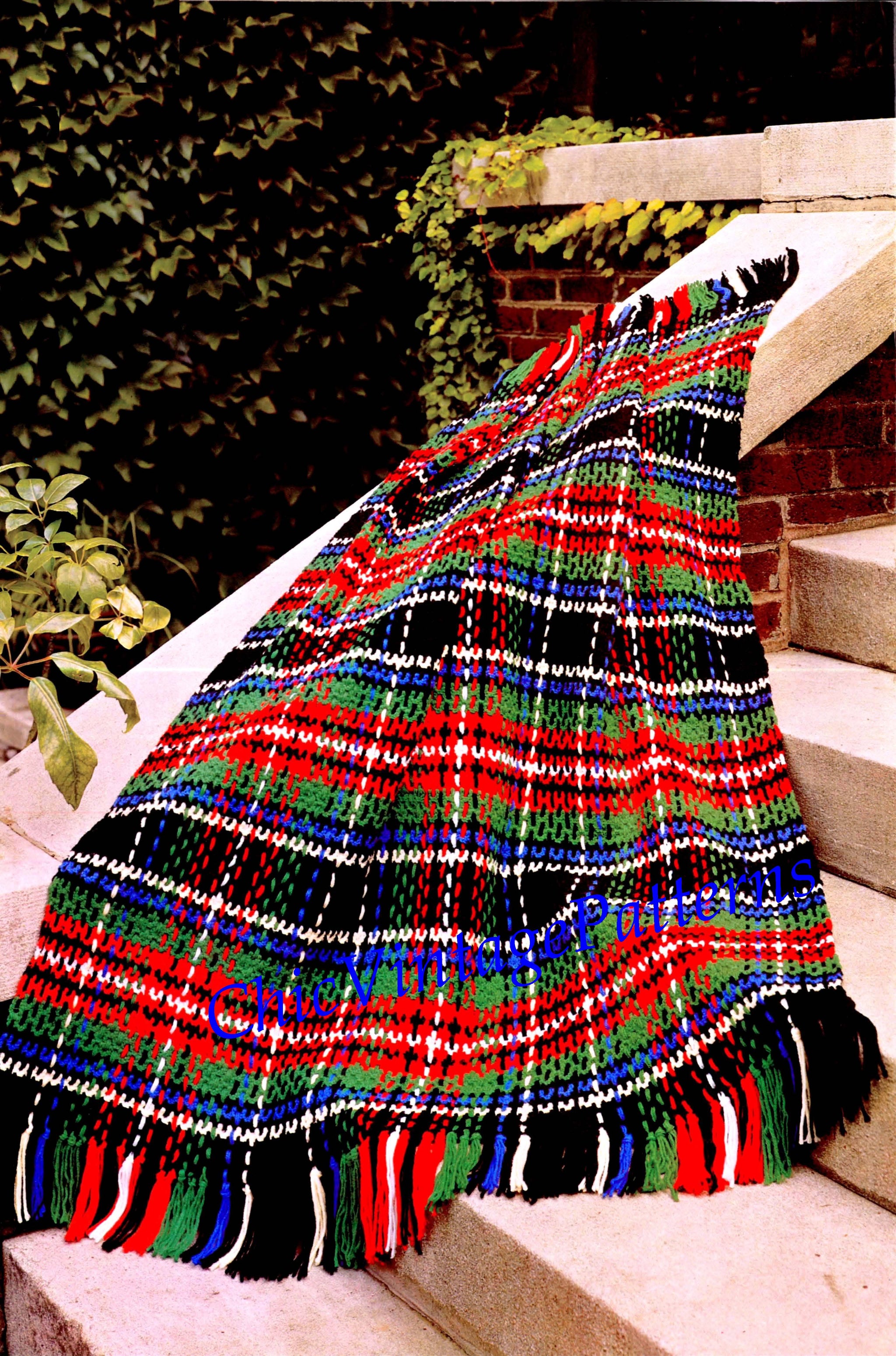Plaid Afghan Rug Crochet And Woven Tartan Chicvintagepatterns