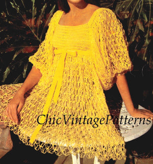 Crochet Dress Pattern, Ladies Summer Party, Resort, Dinner Dress, Instant Download