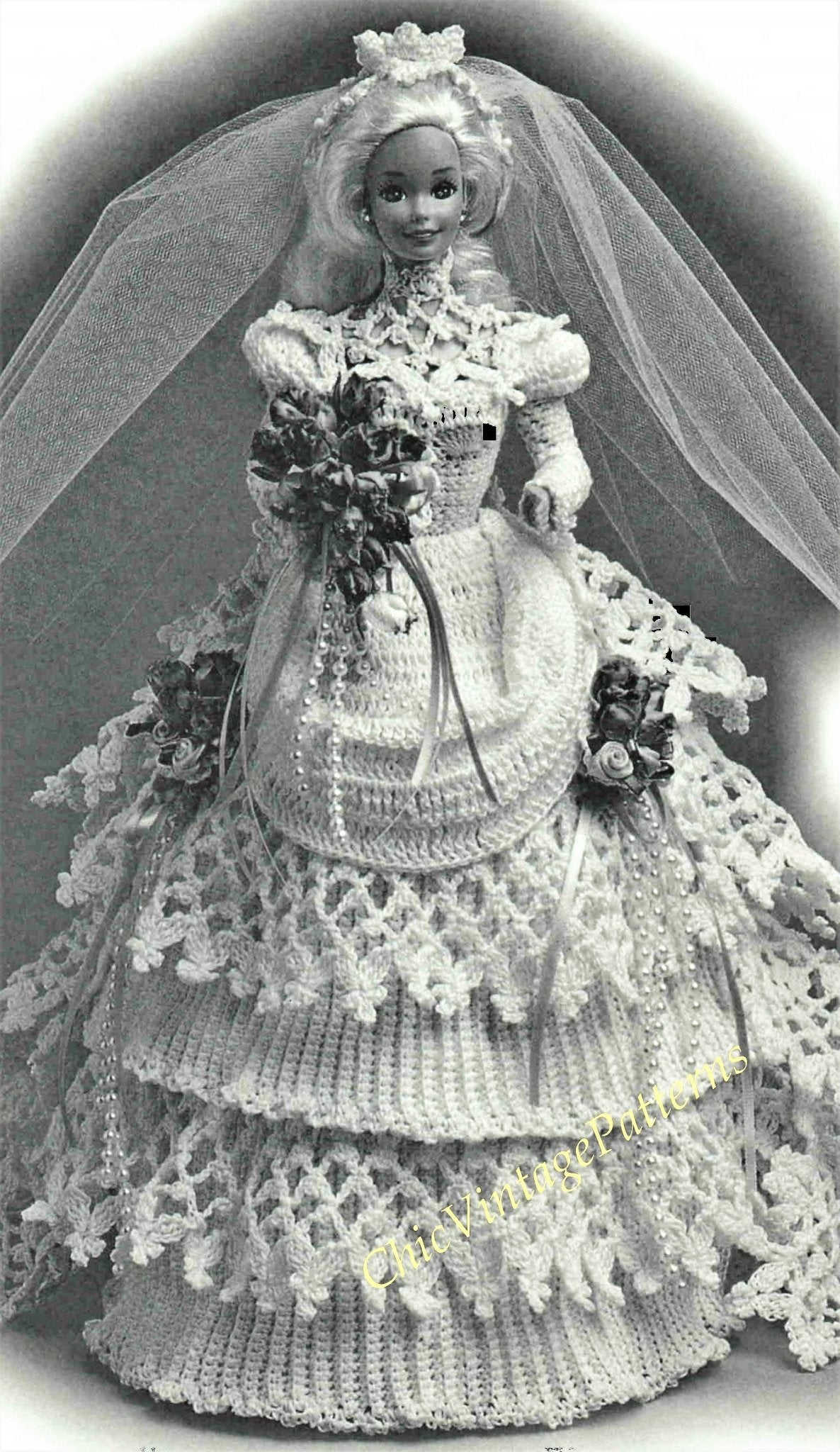 crochet barbie wedding dress pattern Doll Clothes Crochet Barbie Wedding Dress Crochet Doll's Dress Pattern, Inch Doll, Digital Download