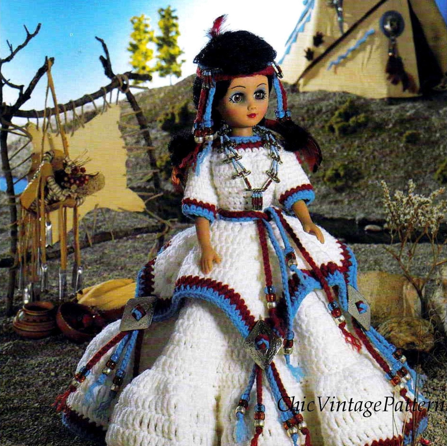 crochet doll dress pattern Little Abbee Spring Petal Clothes 18 inch American Girl Dolls or knee length dress ABC Knitting Patterns - Seashell
