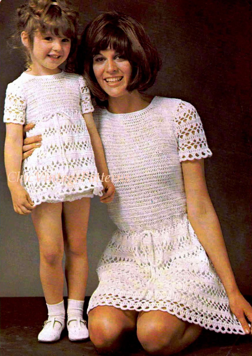 Crochet Dress Pattern, Mother & Daughter Dresses, Instant Download