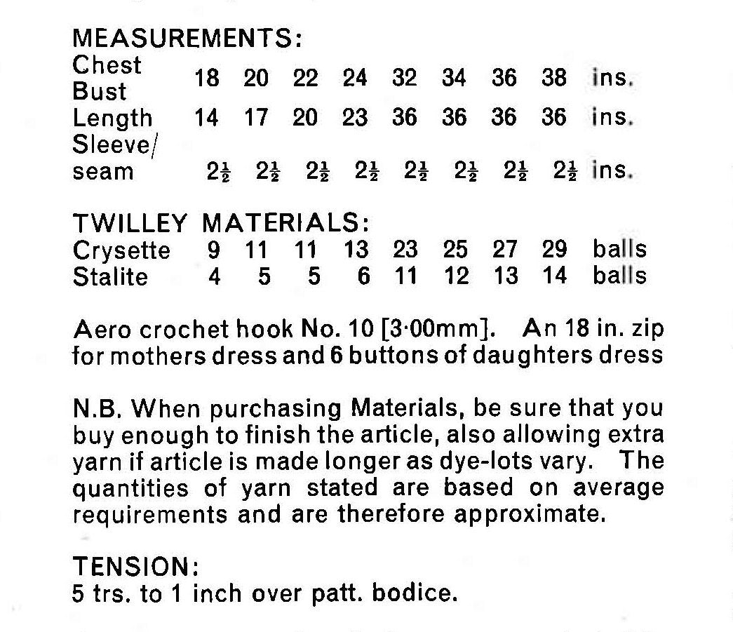crochet dress size chart Helpful Measures For Crochet And Knit