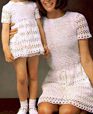 Crochet Dress Pattern, Mother & Daughter Dresses, Instant Download