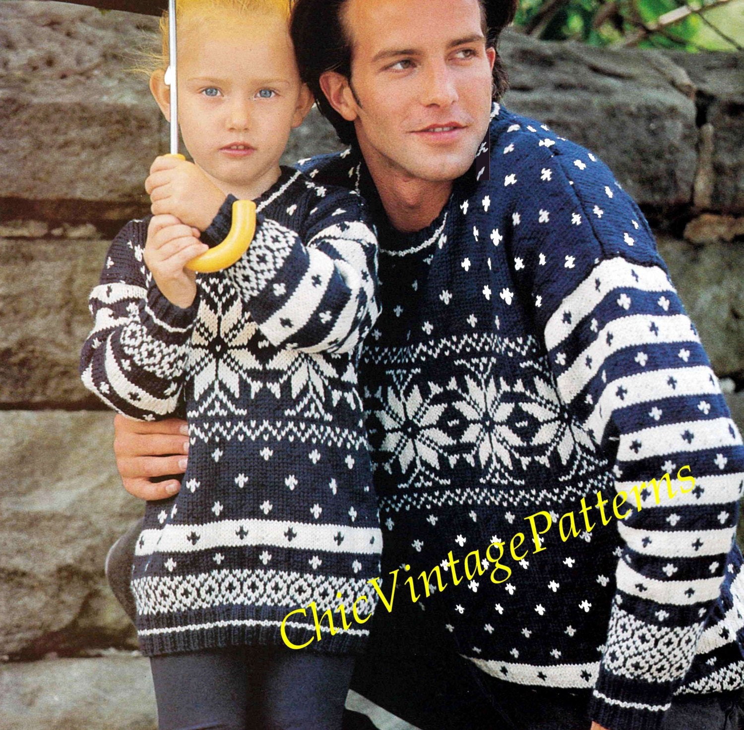 Knitted Fair Isle Sweaters, Father and Child Jumpers, Digital Pattern