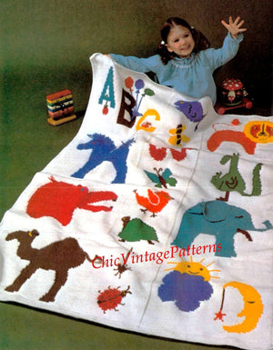 Crochet Pattern, Children's Zoo Afghan, Cot Rug, Instant Download