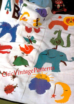 Crochet Pattern, Children's Zoo Afghan, Cot Rug, Instant Download