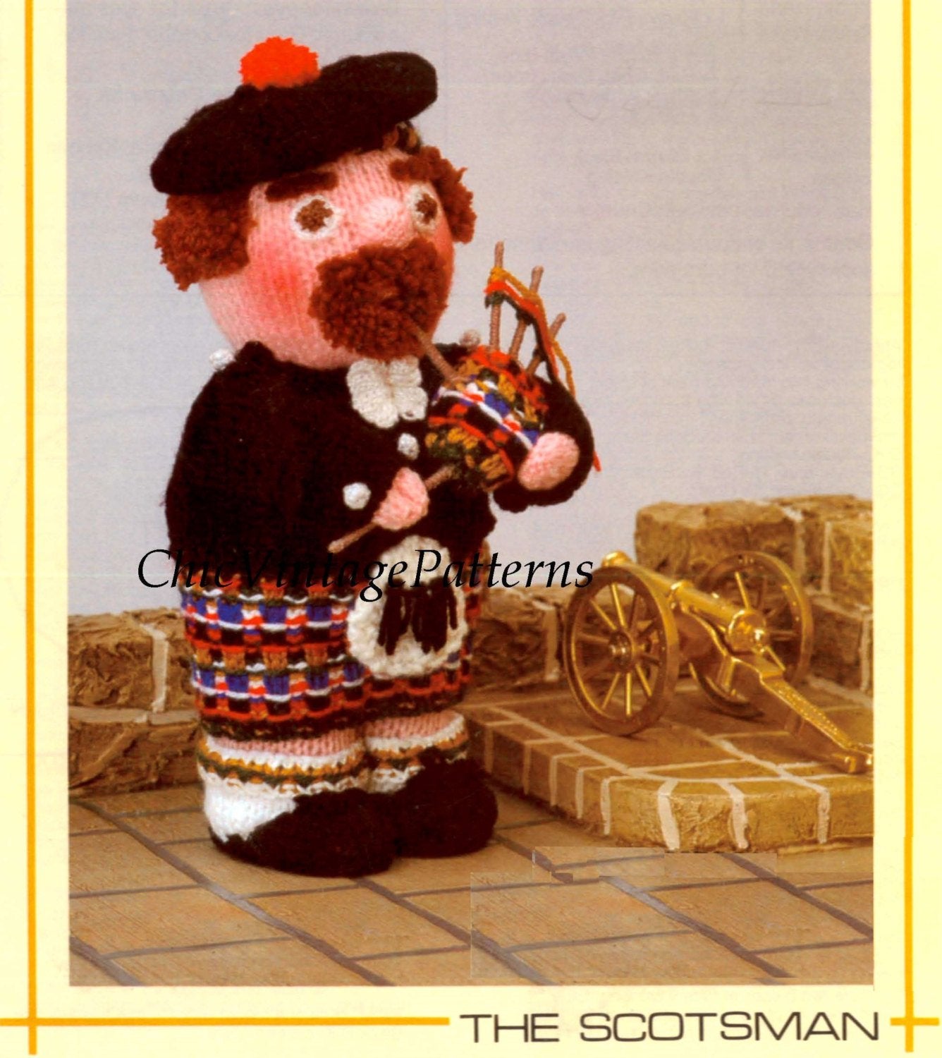 Knitted Soft Toy Pattern, The Scotsman Doll, Instant Download