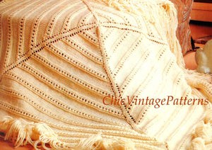 Knitted Afghan Rug Pattern, Geometric Afghan, Digital Download