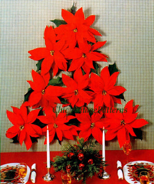 Christmas Wall Decoration, Poinsettia Flowers Pattern, Instant Download