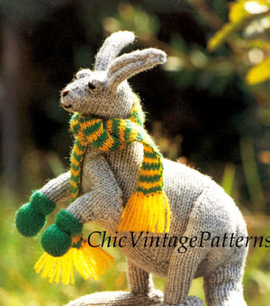 Knitted Kangaroo Pattern, Toy Pattern, Australian Kangaroo, Instant Download