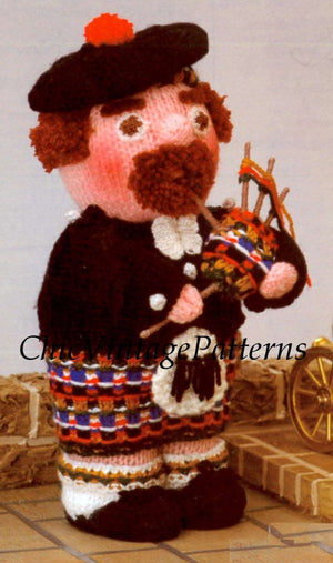 Knitted Soft Toy Pattern, The Scotsman Doll, Instant Download