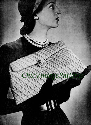 Vintage Handbag Pattern, 1940's Ladies Clutch Bag, Instant Download