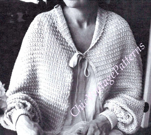 Ladies Bed Jacket Knitting Pattern, Vintage Clothing, Instant Download