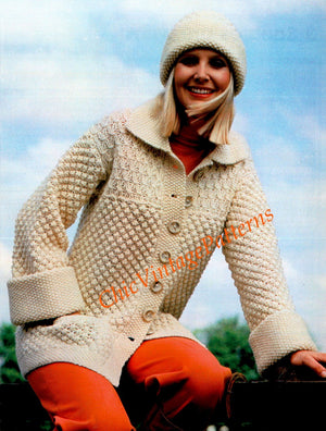 Knitted Jacket and Hat Pattern, Ladies Cardigan, Digital Pattern