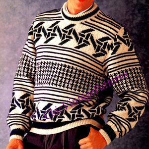 Knitted Men's Fair Isle Sweater Pattern, Instant Download