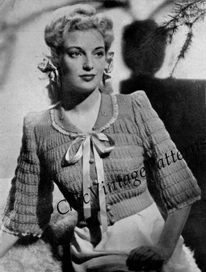 Ladies Bed Jacket Pattern, 1940's Knitted Dressing Jacket, Digital Pattern