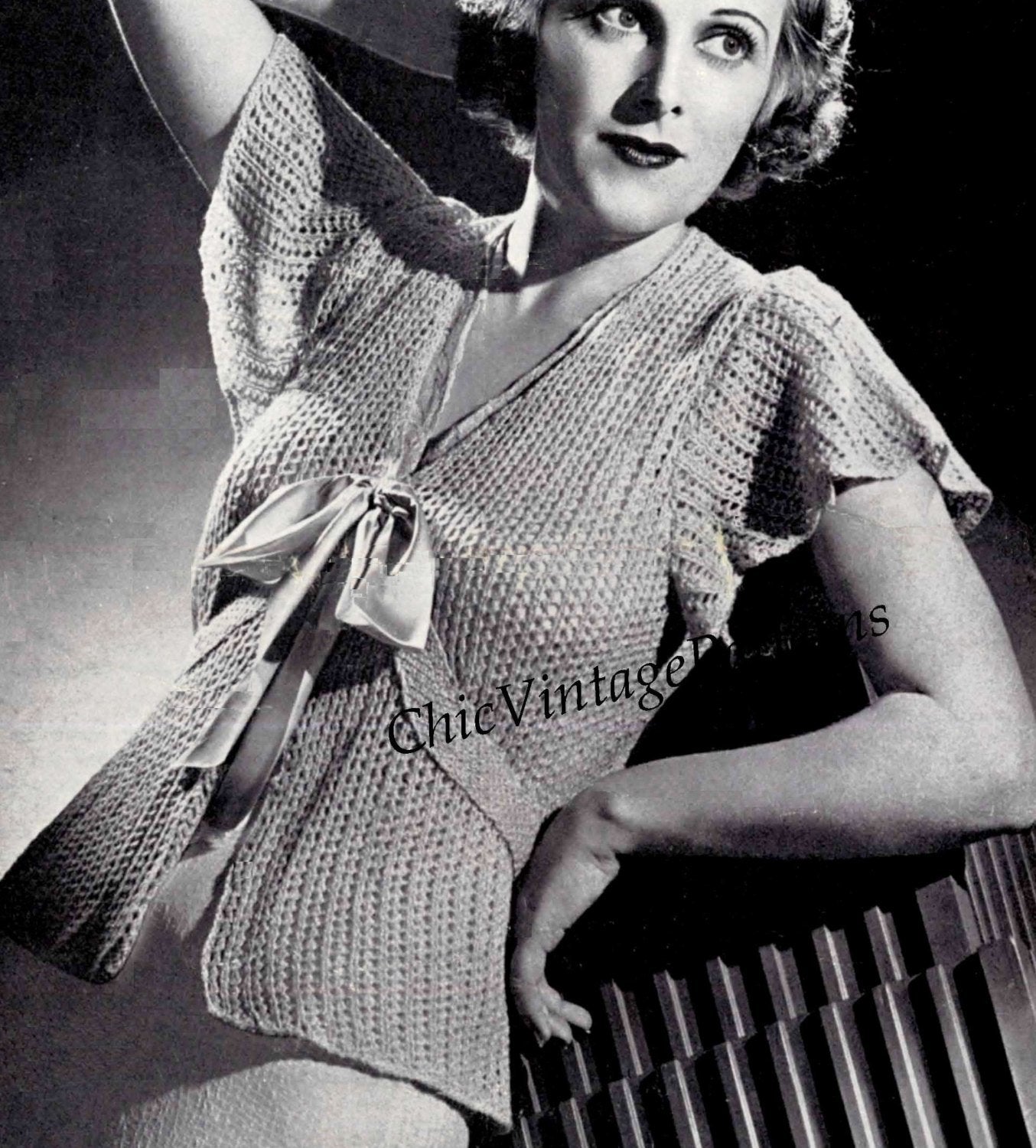 Ladies Bed Jacket Pattern, 1930's Knitted Bed Jacket, Instant Download