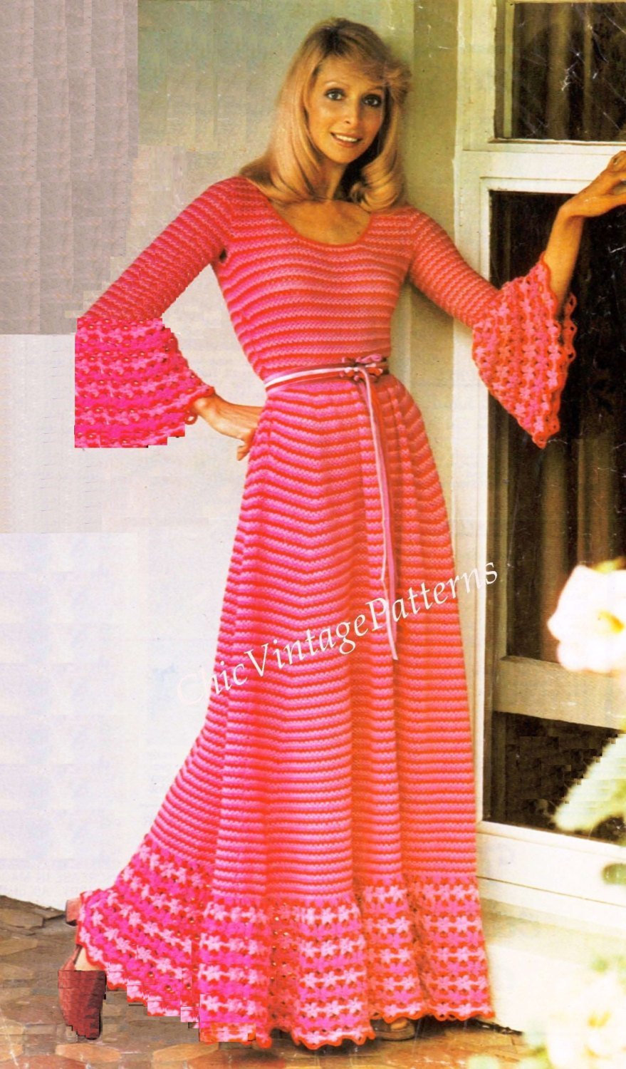 Crochet Ladies Long Dress Pattern | ChicVintagePatterns Crochet Ladies Long Dress Pattern | ChicVintagePatterns