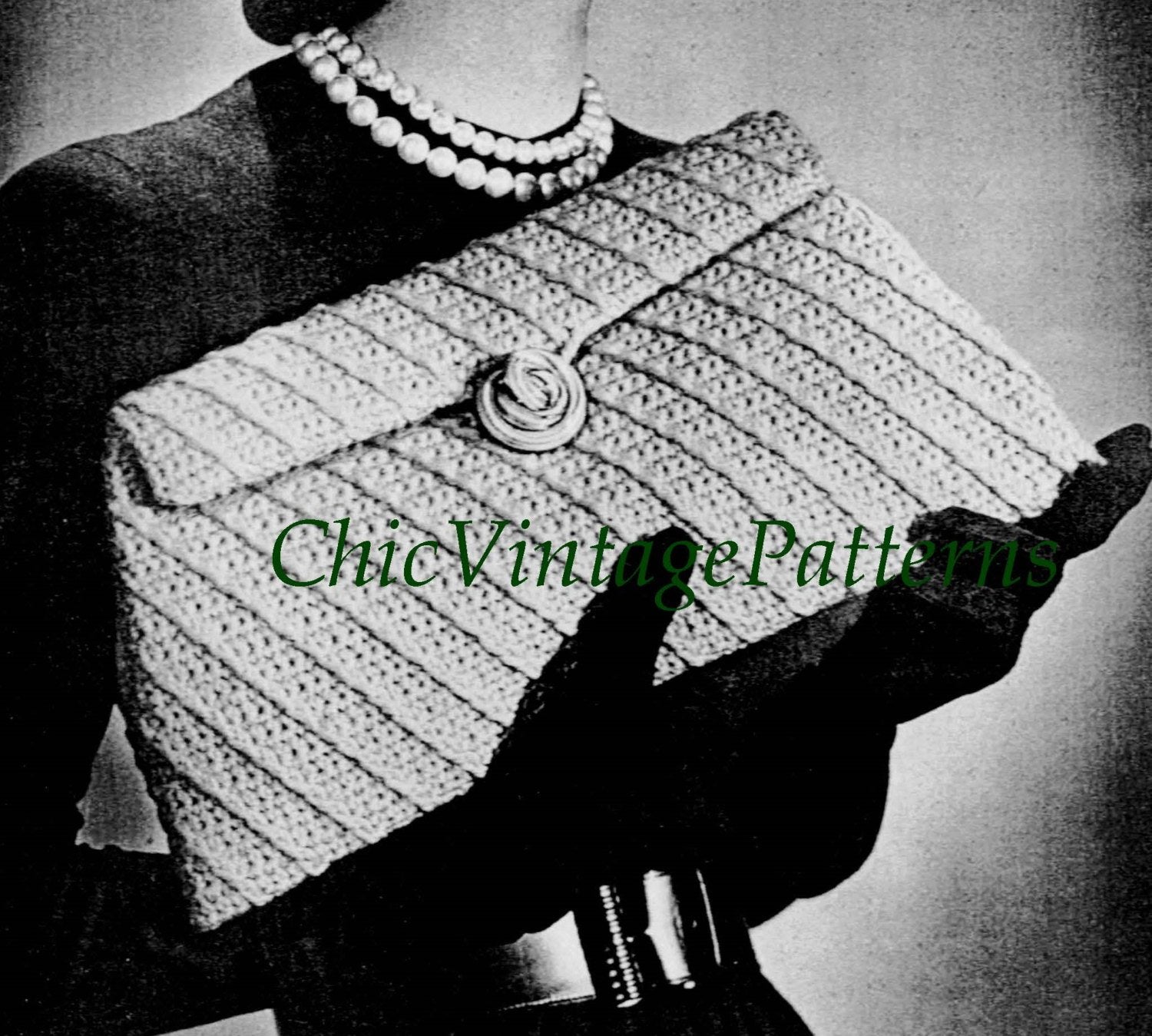 Vintage Handbag Pattern, 1940's Ladies Clutch Bag, Instant Download