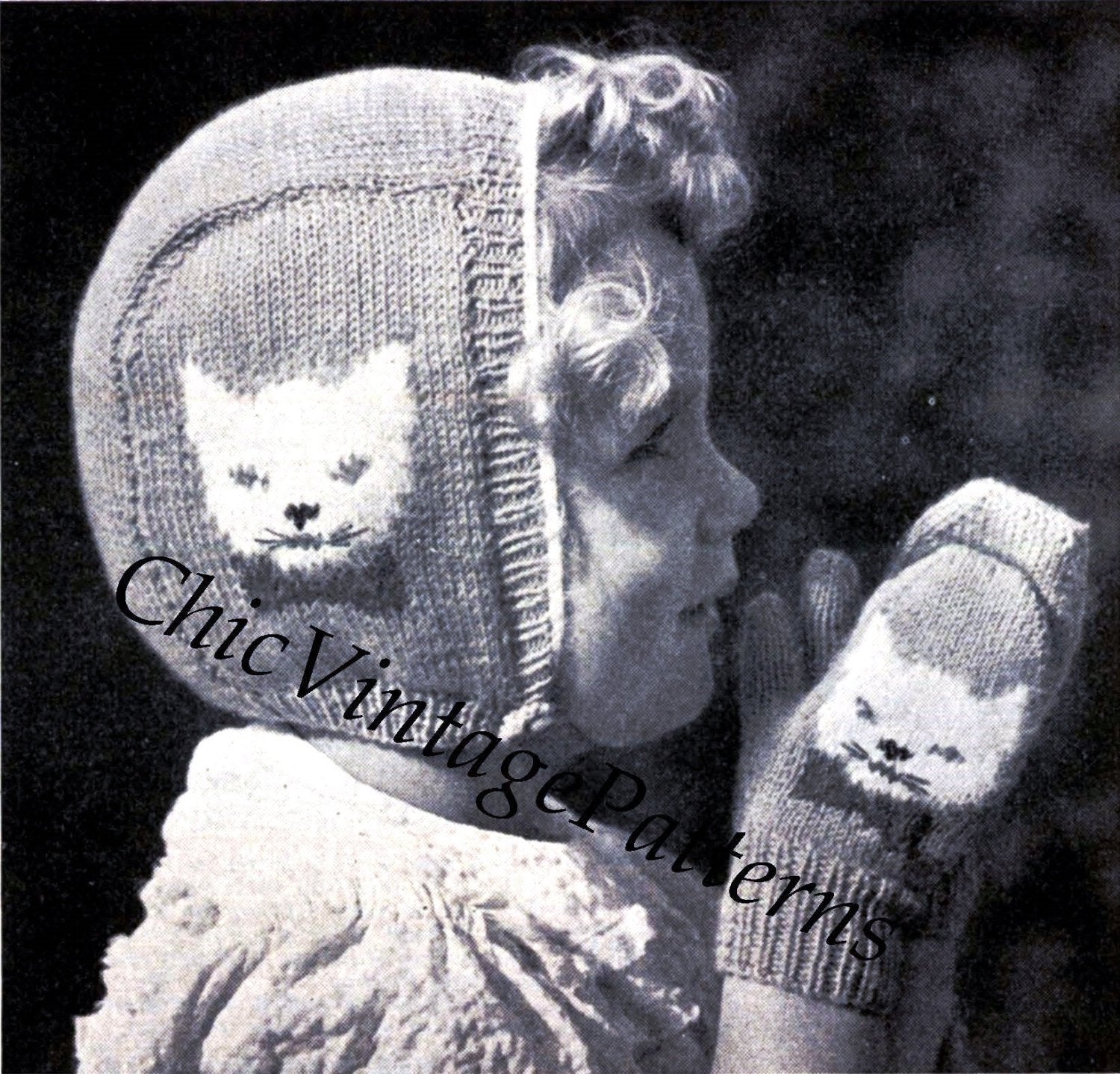 Child's Hat and Mittens Knitting Pattern, Fits 2 - 4 Years, Instant Download