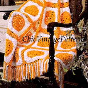 Crochet Afghan Rug Pattern, Medallion Afghan, Instant Download