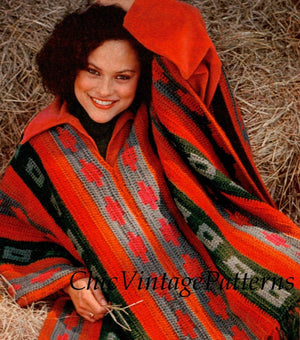 Crochet Poncho Pattern, Ladies Fringed Poncho, Instant Download