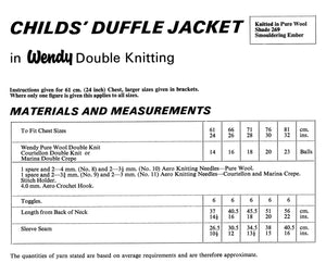 Children's Duffle Coat Knitting Pattern, Boy or Girl, Instant Download