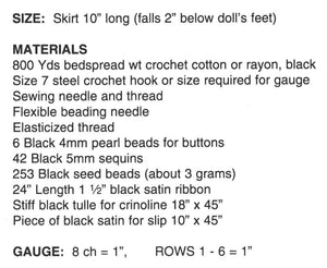 Crochet Doll's Evening Dress Pattern, 11.1/2 inch Doll, Instant Download