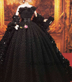 Crochet Doll's Evening Dress Pattern, 11.1/2 inch Doll, Instant Download