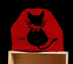Knitted Tea Cosy Pattern, Kitten Motif Cosy, Instant Download