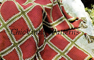 Crochet Afghan Rug Pattern, Crochet Squares Rug, Instant Download