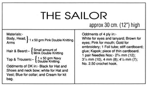Knitted Soft Toy Sailor Doll Pattern, Instant Download