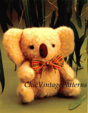 Koala Toy Sewing Pattern, Vintage Soft Toy, Instant Download