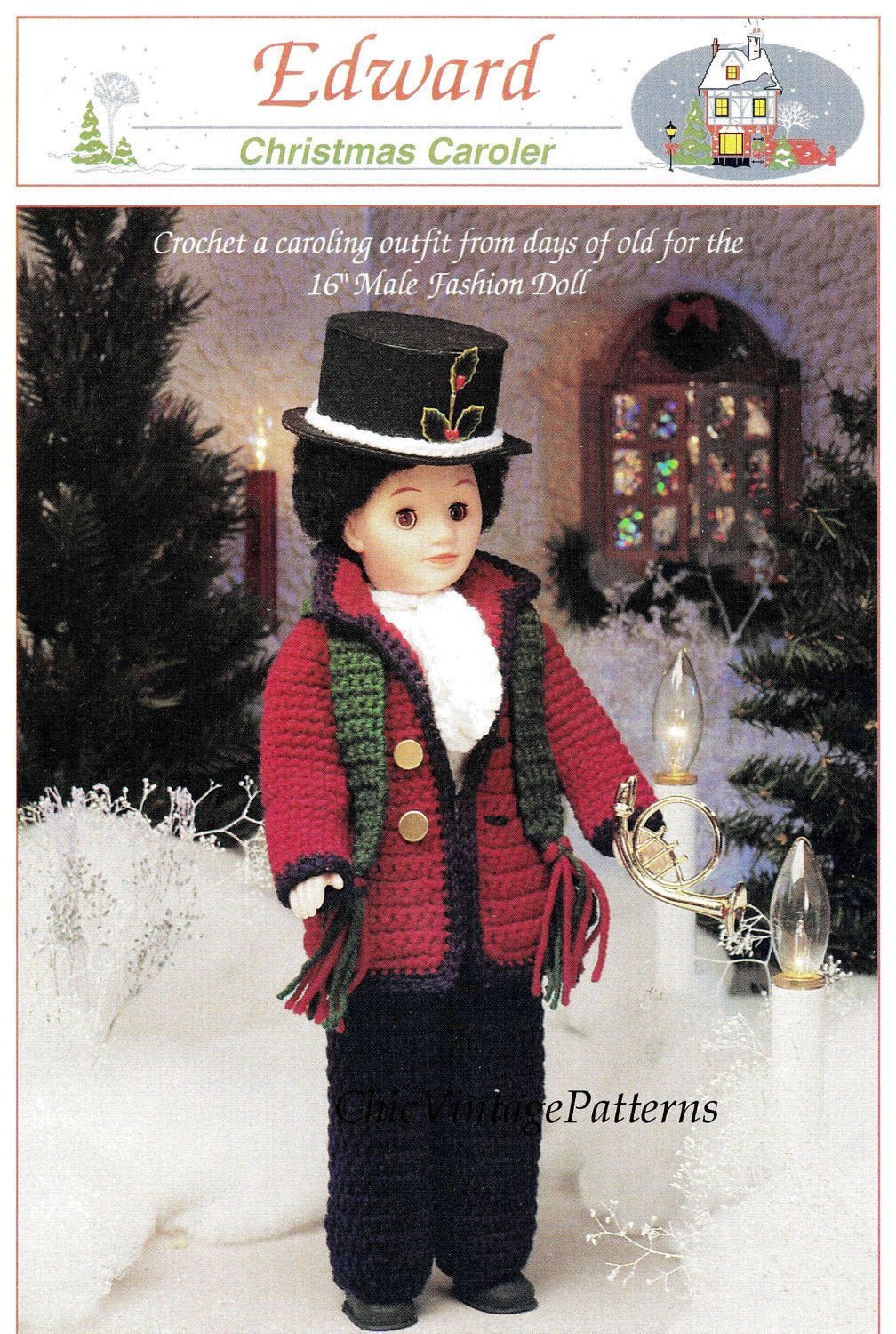 Christmas Caroler Doll Pattern, Period Victorian Dolls Clothes, Instant Download