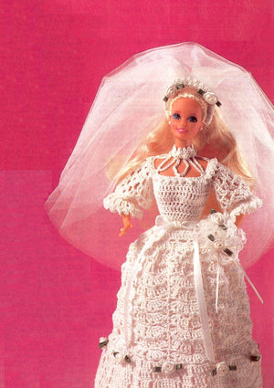 Crochet Doll's Wedding Gown Pattern, Fashion Doll, Instant Download