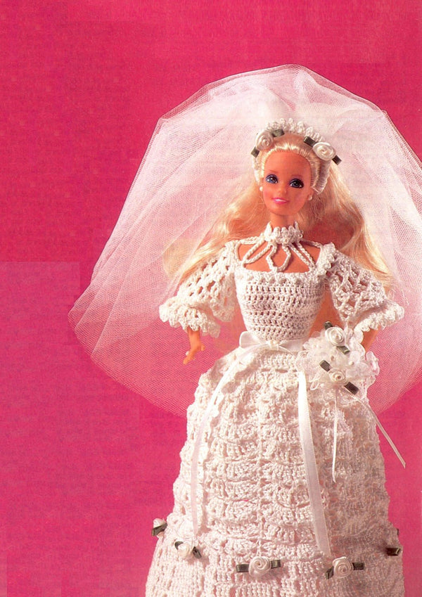 Crochet Doll's Wedding Gown Pattern, Fashion Doll, Instant Download