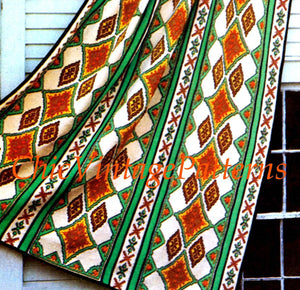Afghan Pattern, Embroidered Rug, Cross-stitch Decoration, Instant Download